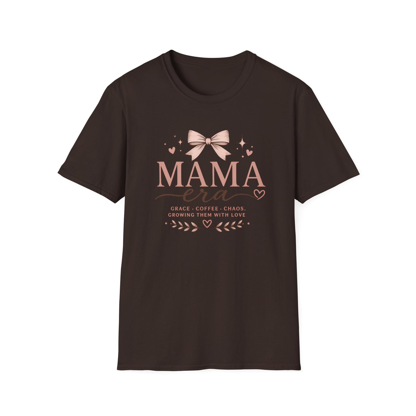 Mama Era T-Shirt — Pink Bow & Heart Graphic Tee for New Moms