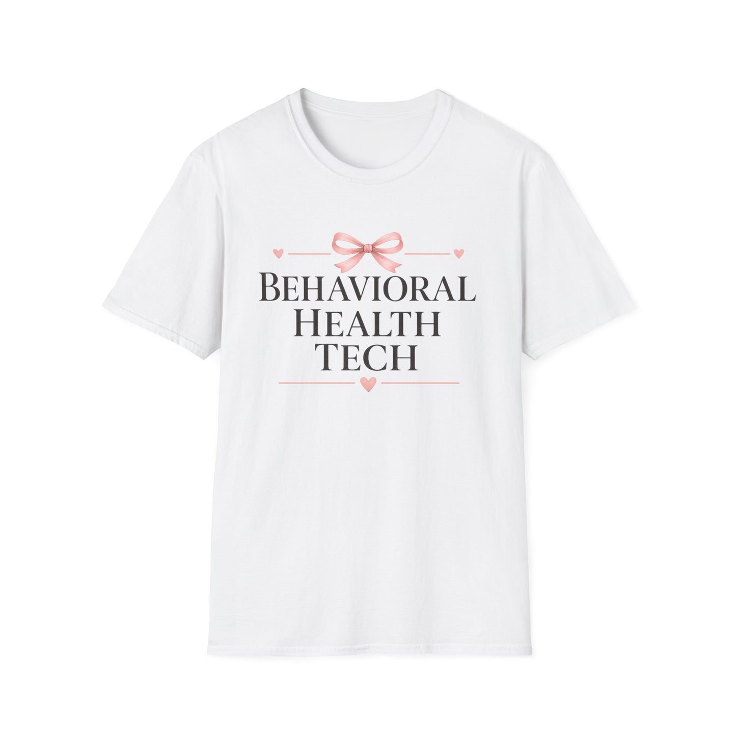 Behavioral Health Tech T‑Shirt — Cute Pink Bow Design for Mental Health Professionals