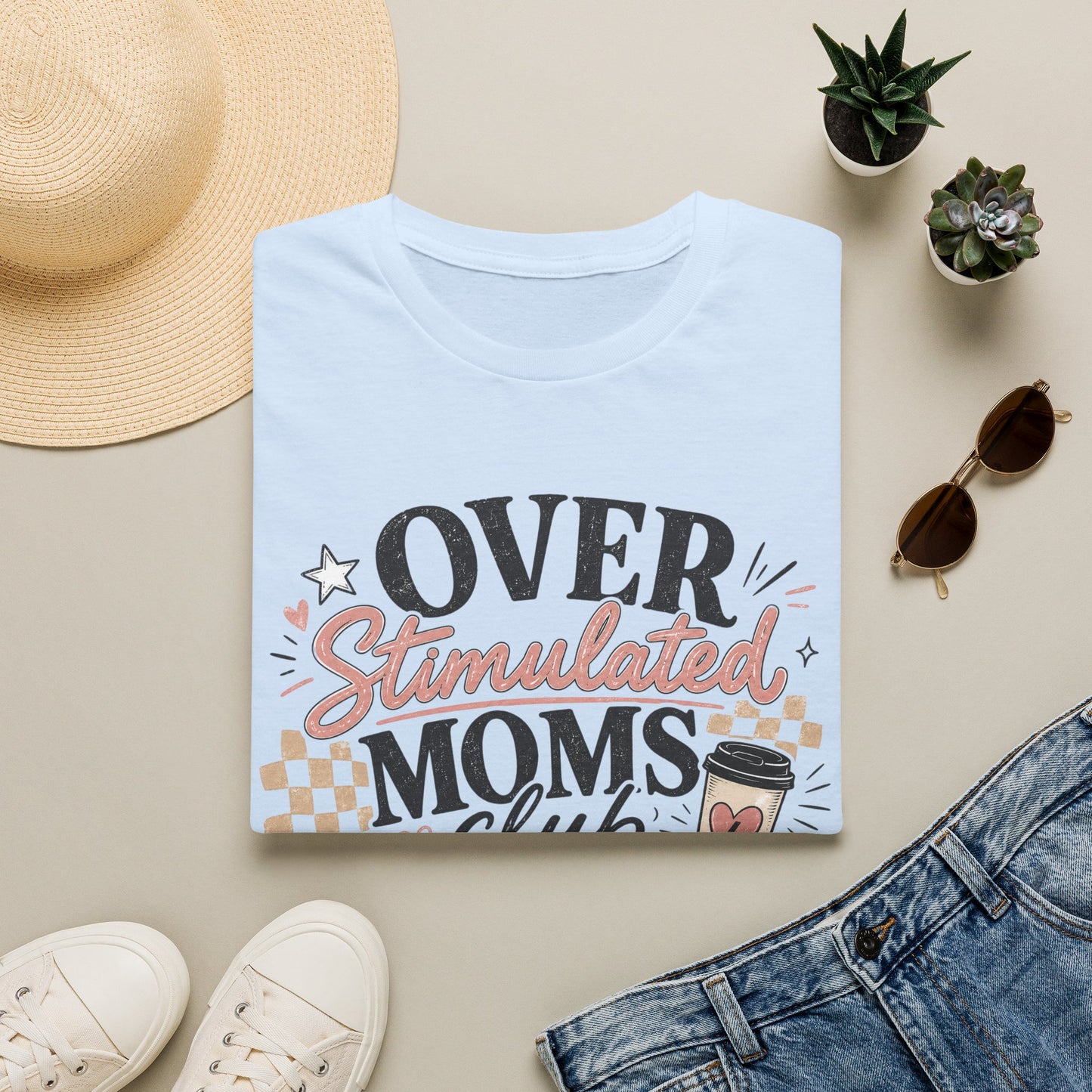 Overstimulated Moms Club T-Shirt — Funny Coffee Mom Graphic Tee