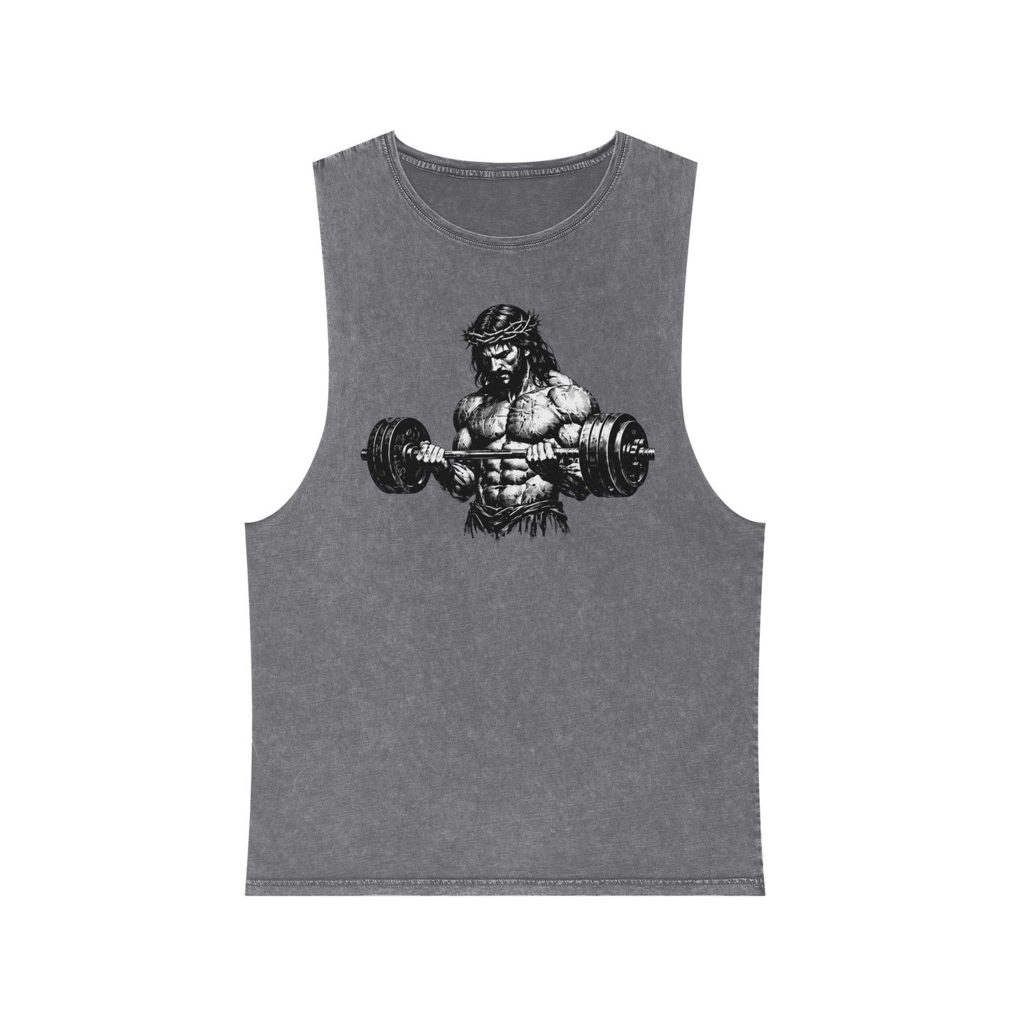 Barbell Warrior Stonewash Tank Top — Vintage Muscle Gym Tank