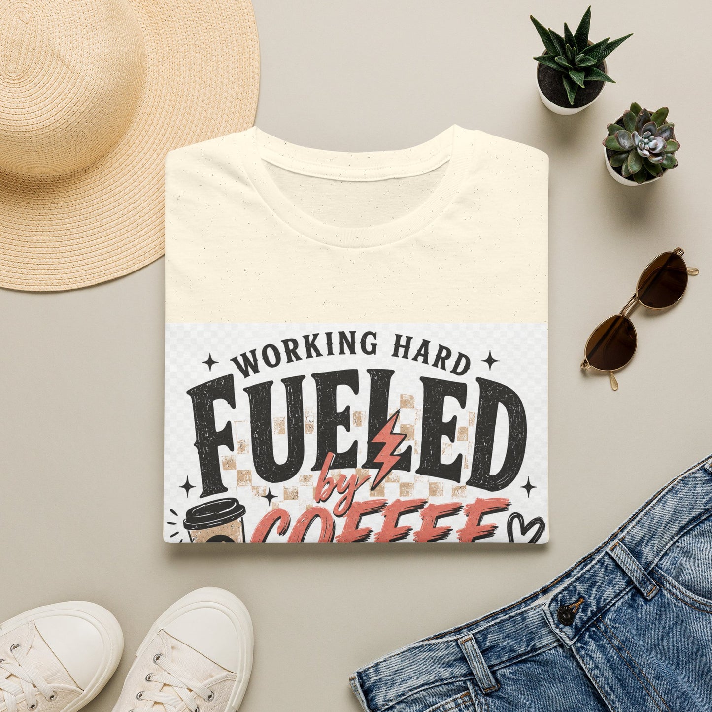 Coffee T-Shirt — "Working Hard Fueled by Coffee and a Hot Mess Mom" Graphic Tee
