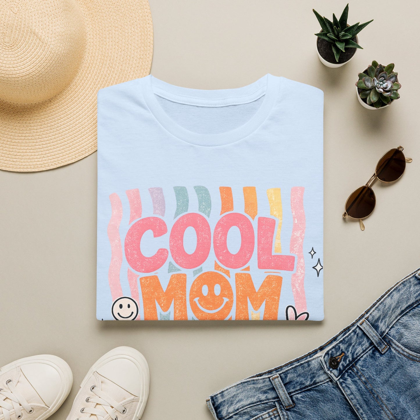 Cool Mom Club T-Shirt — Retro Smiley Mom Tee ("Cool Mom Club")