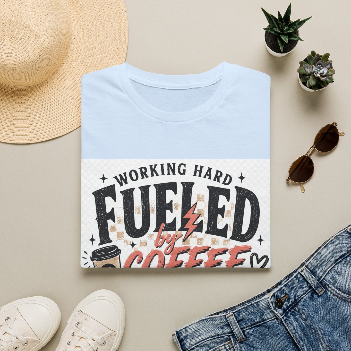 Coffee T-Shirt — "Working Hard Fueled by Coffee and a Hot Mess Mom" Graphic Tee