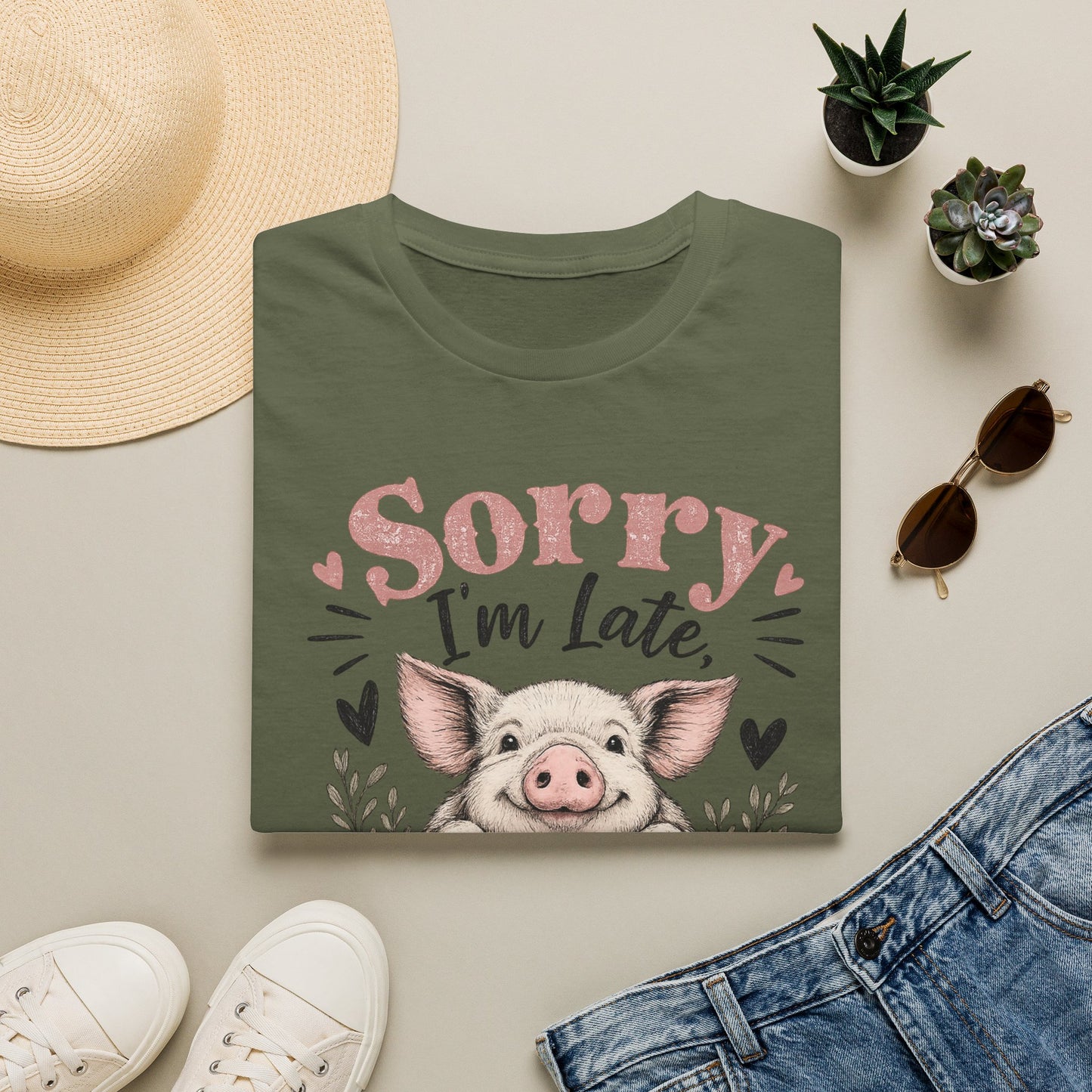 Sorry I'm Late My Pig Needed Me T-Shirt