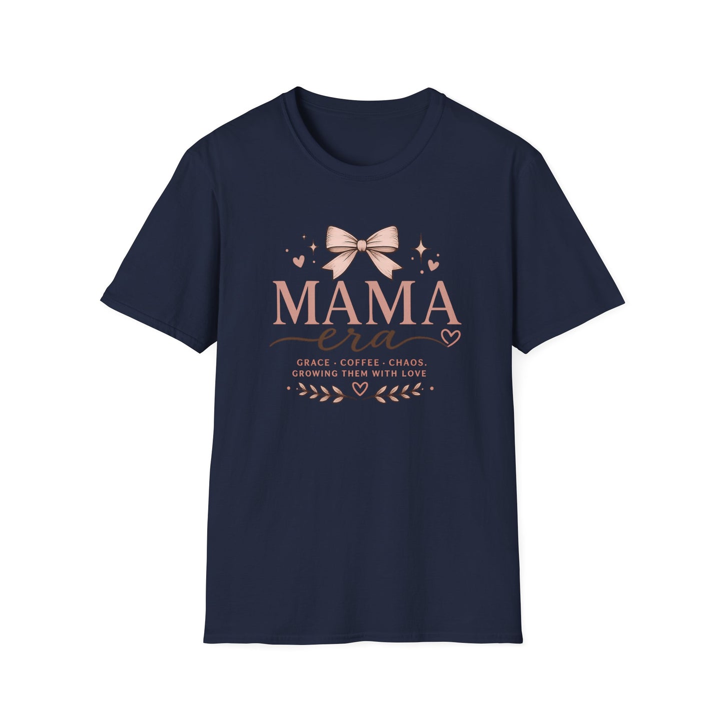 Mama Era T-Shirt — Pink Bow & Heart Graphic Tee for New Moms