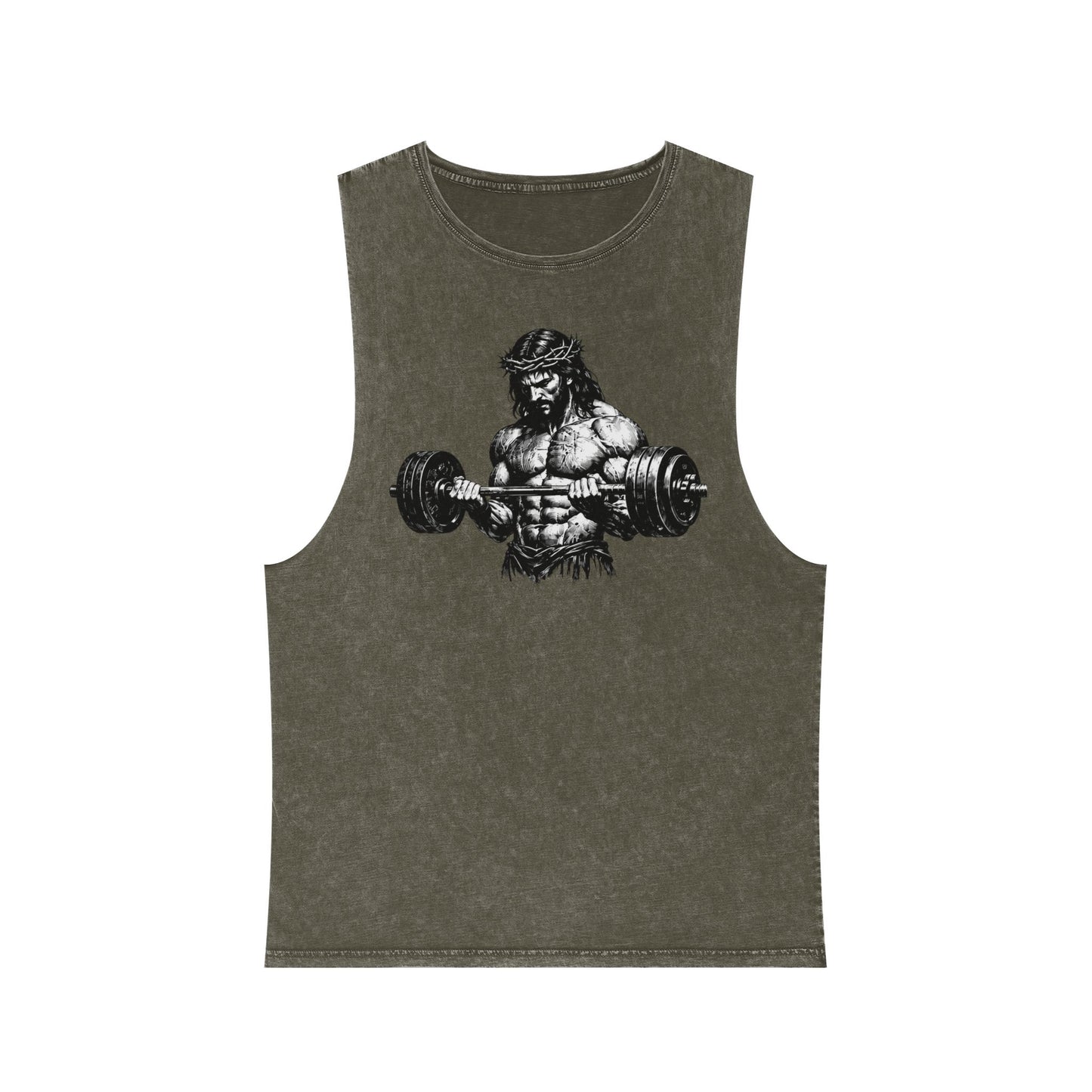 Barbell Warrior Stonewash Tank Top — Vintage Muscle Gym Tank