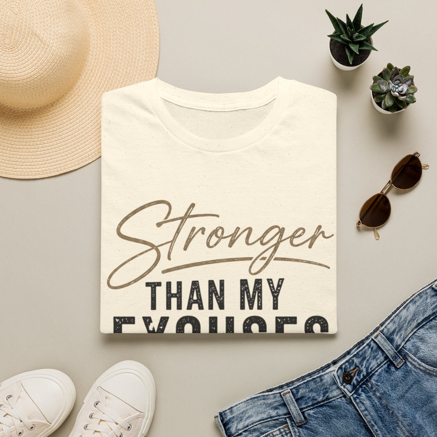 Stronger Than My Excuses T-Shirt — Motivational Fitness Tee