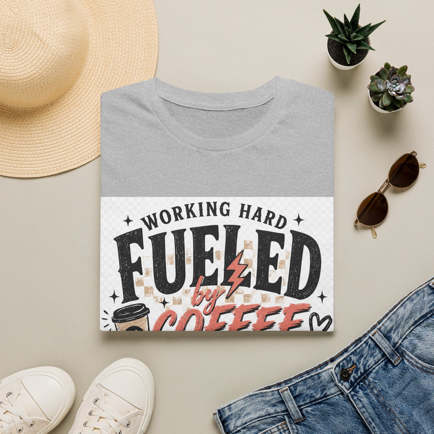 Coffee T-Shirt — "Working Hard Fueled by Coffee and a Hot Mess Mom" Graphic Tee