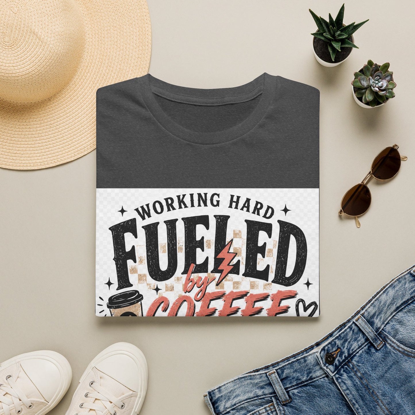 Coffee T-Shirt — "Working Hard Fueled by Coffee and a Hot Mess Mom" Graphic Tee