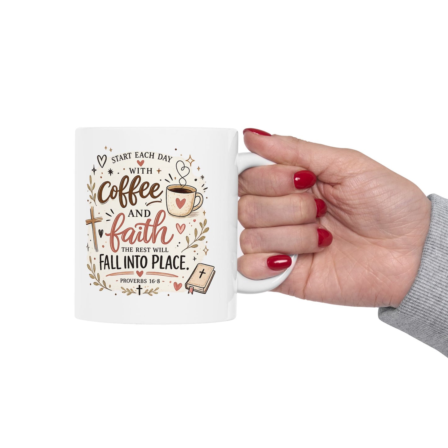 Coffee, Faith & Fall Ceramic Mug — Christian Autumn Coffee Cup (11oz/15oz)