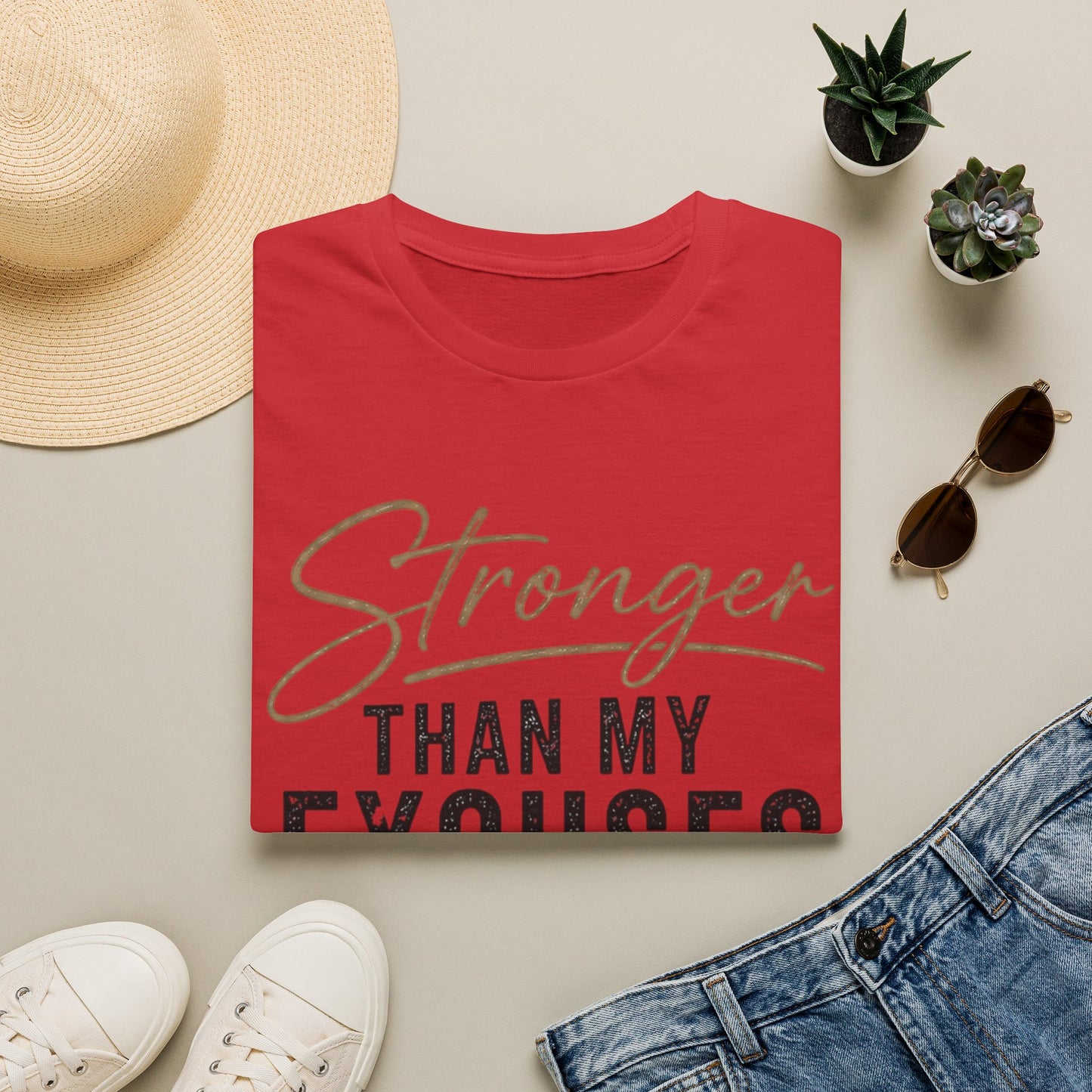 Stronger Than My Excuses T-Shirt — Motivational Fitness Tee