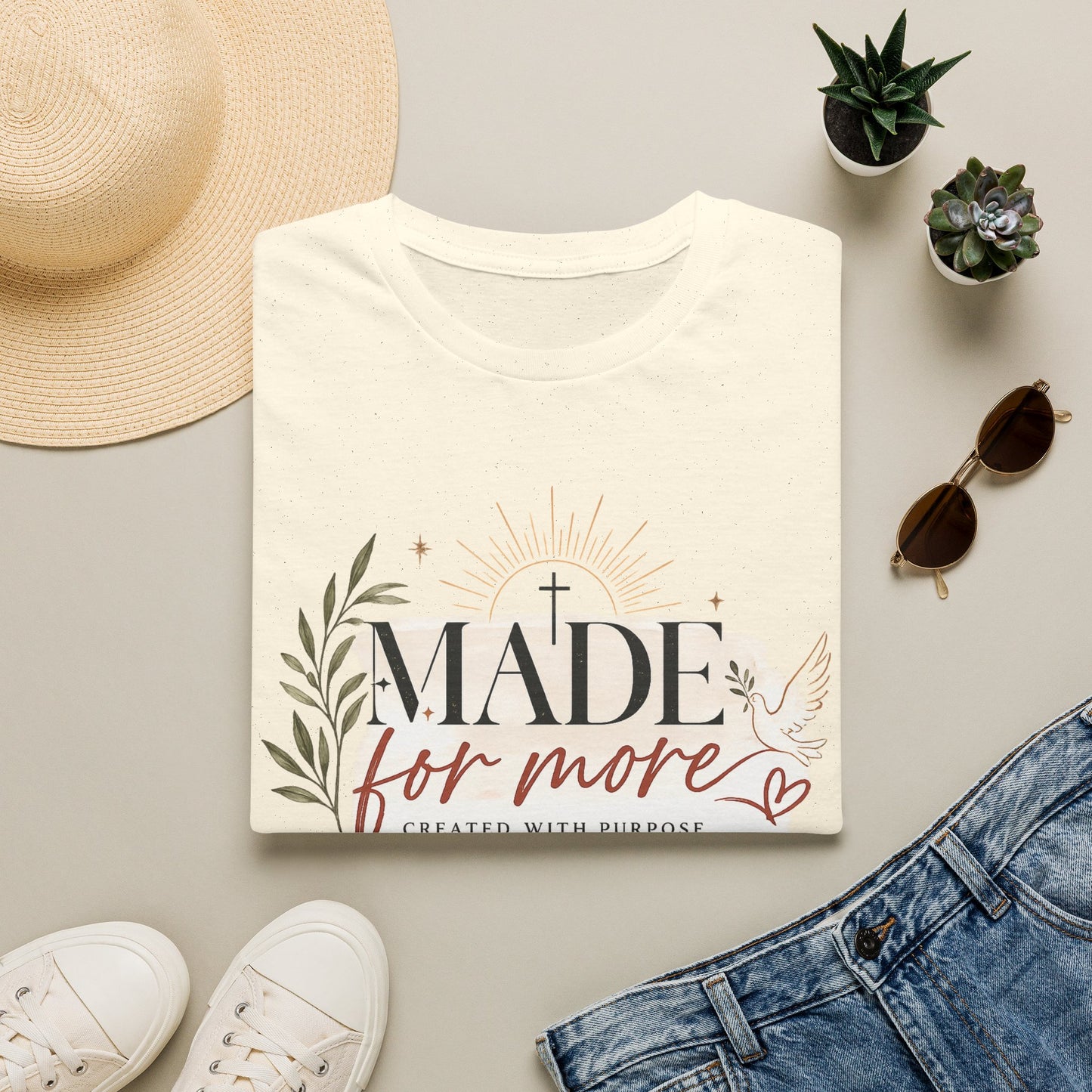 Made for More Christian T-Shirt — Faith-Inspired 'Created with Purpose' Tee