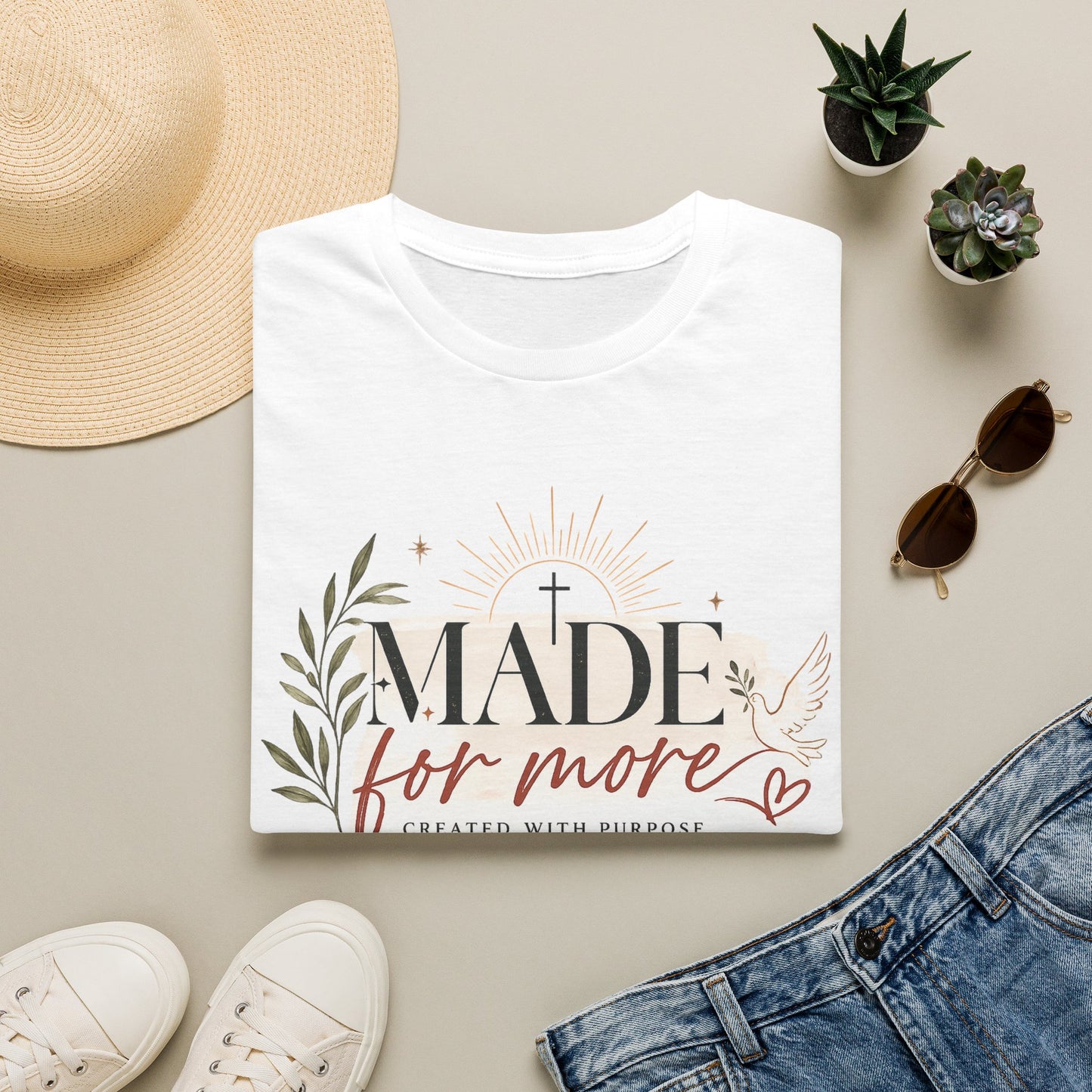 Made for More Christian T-Shirt — Faith-Inspired 'Created with Purpose' Tee