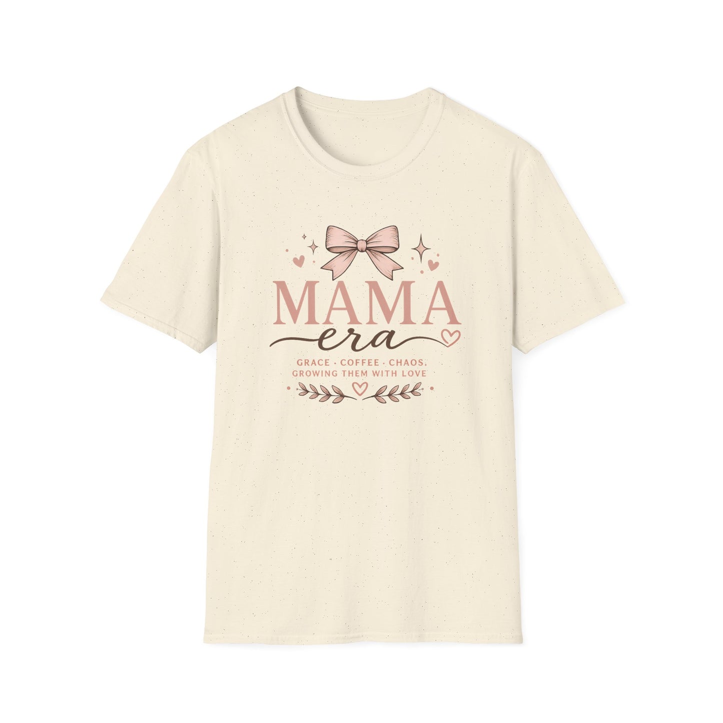 Mama Era T-Shirt — Pink Bow & Heart Graphic Tee for New Moms