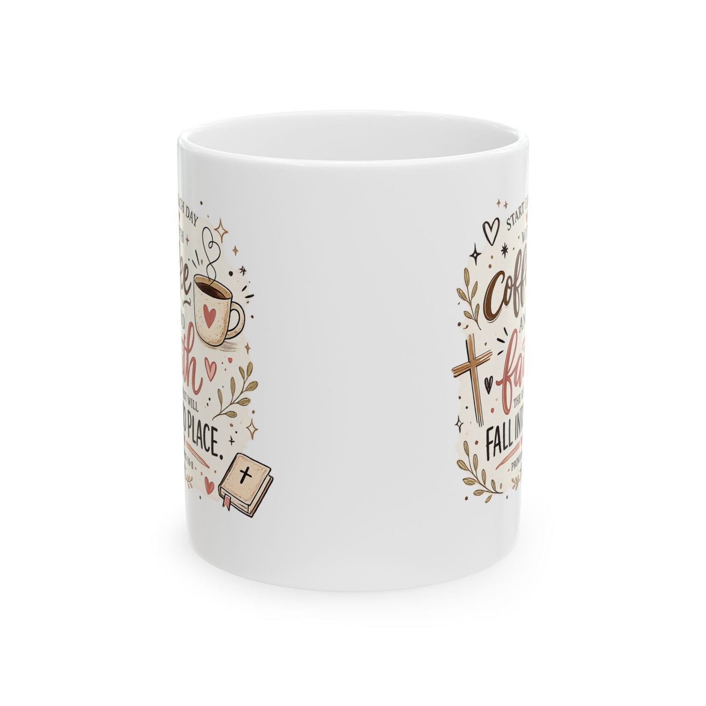 Coffee, Faith & Fall Ceramic Mug — Christian Autumn Coffee Cup (11oz/15oz)