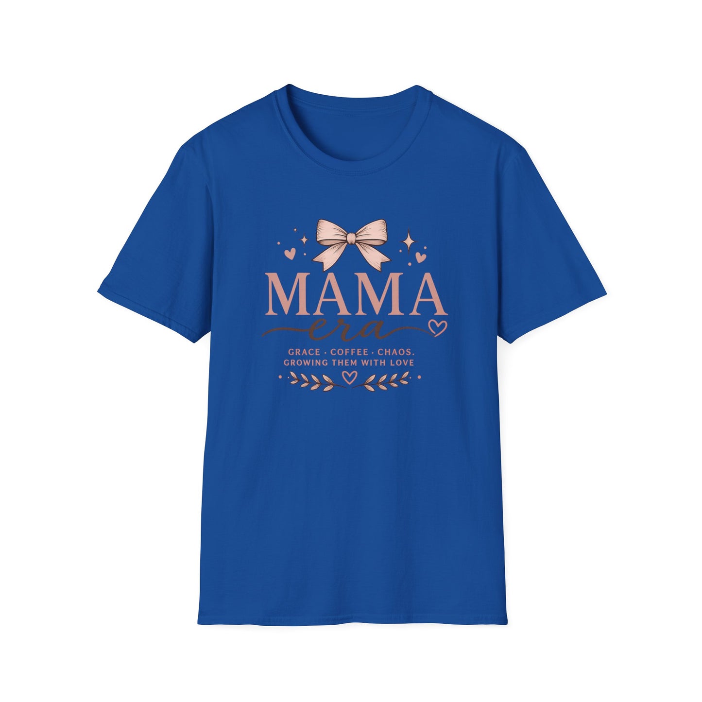 Mama Era T-Shirt — Pink Bow & Heart Graphic Tee for New Moms