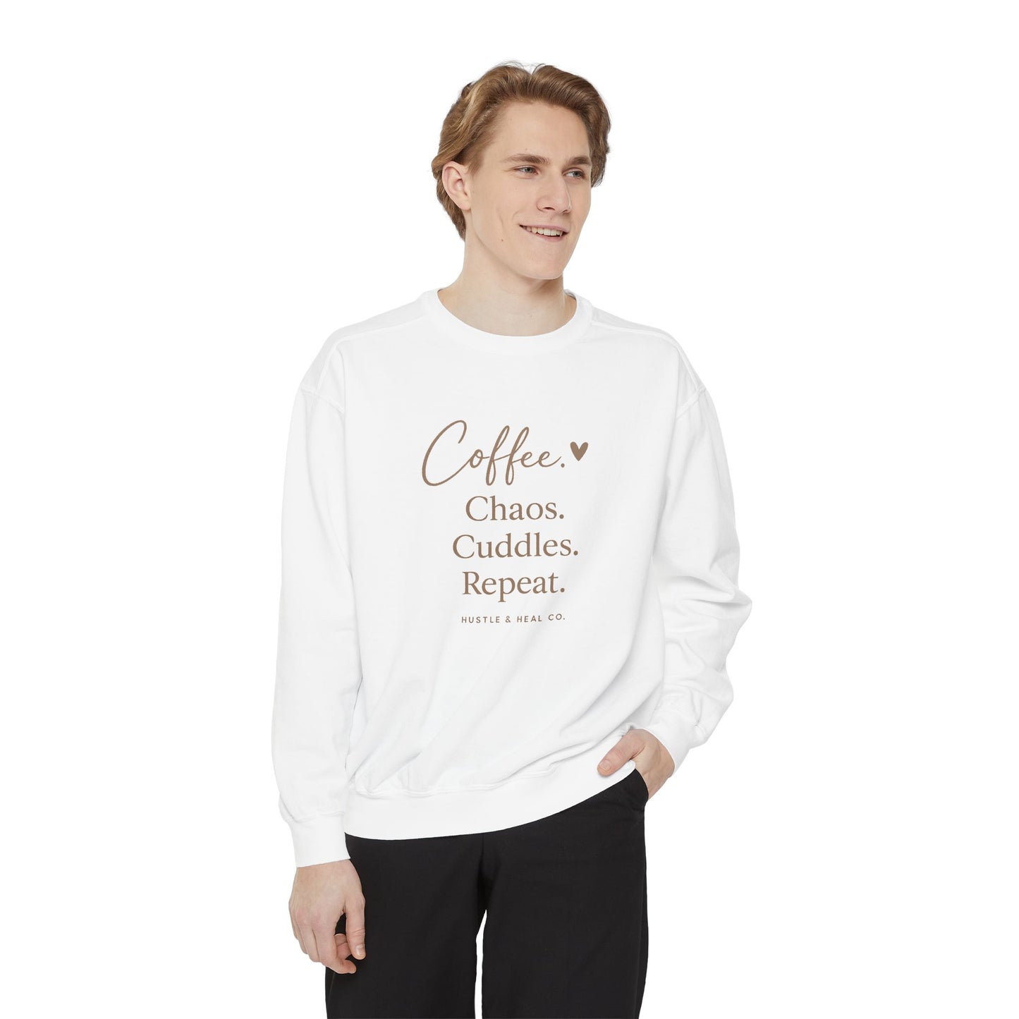 Coffee. Chaos. Cuddles. Repeat. Sweatshirt — Cozy Mom Life Pullover